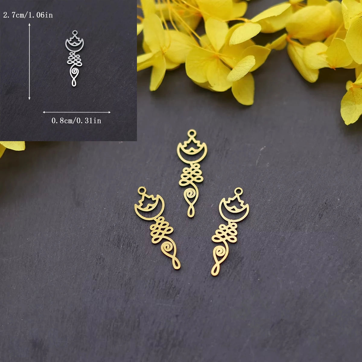 3pcs Lotus Flower Charms Pendant Stainless Steel Lotus Pendants Necklace For DIY Jewelry Making Handmade Valentine's Day Gift