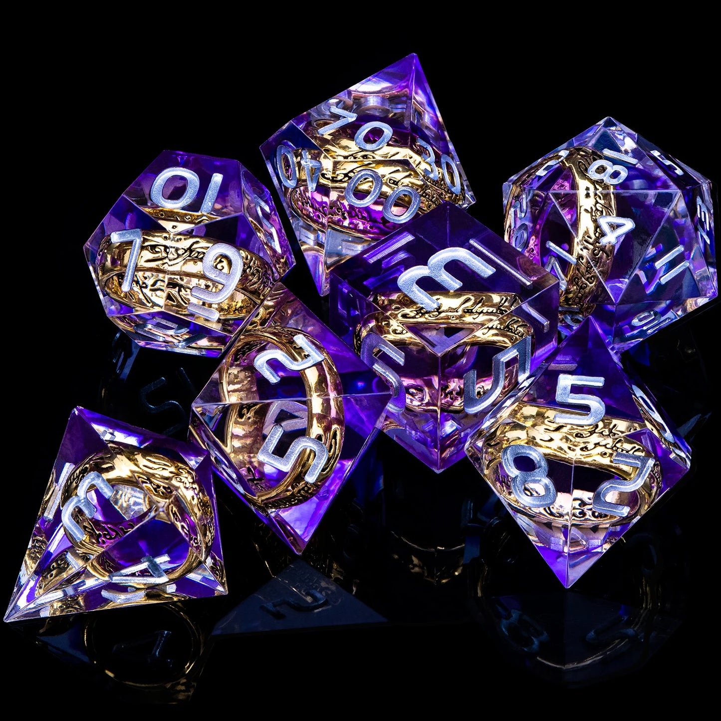 Flower Ring Dice Set & Dnd Liquid Flow Eye D and D Sharp Edge Dice For RPG D20 Dungeon and Dragon Pathfinder Role Playing Games LS-08