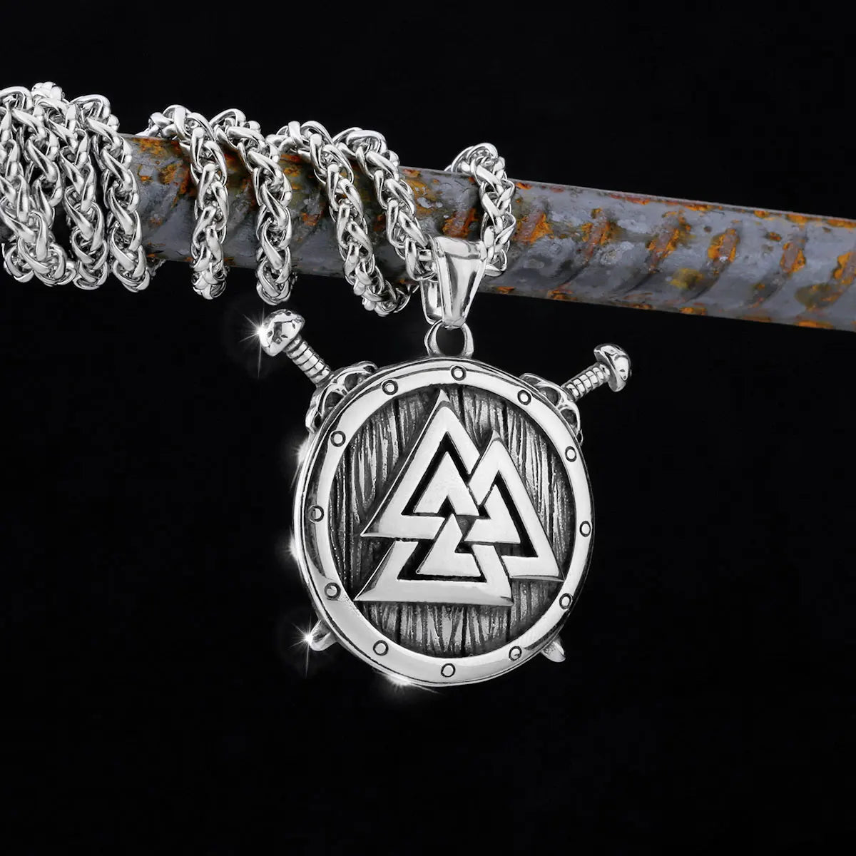 Nordic Totem Amulet Rune Necklace Retro Geometric Pattern Stainless Steel Jewelry Viking Punk Pendant Men's Fashion Jewelry Gift