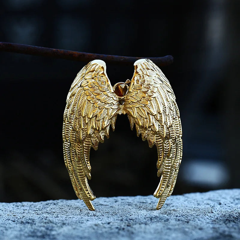 Angel Wings Stainless Steel Men Women Necklaces Pendants Chain Punk Rock Vintage Fashion Jewelry Accessories Gift Wholesale