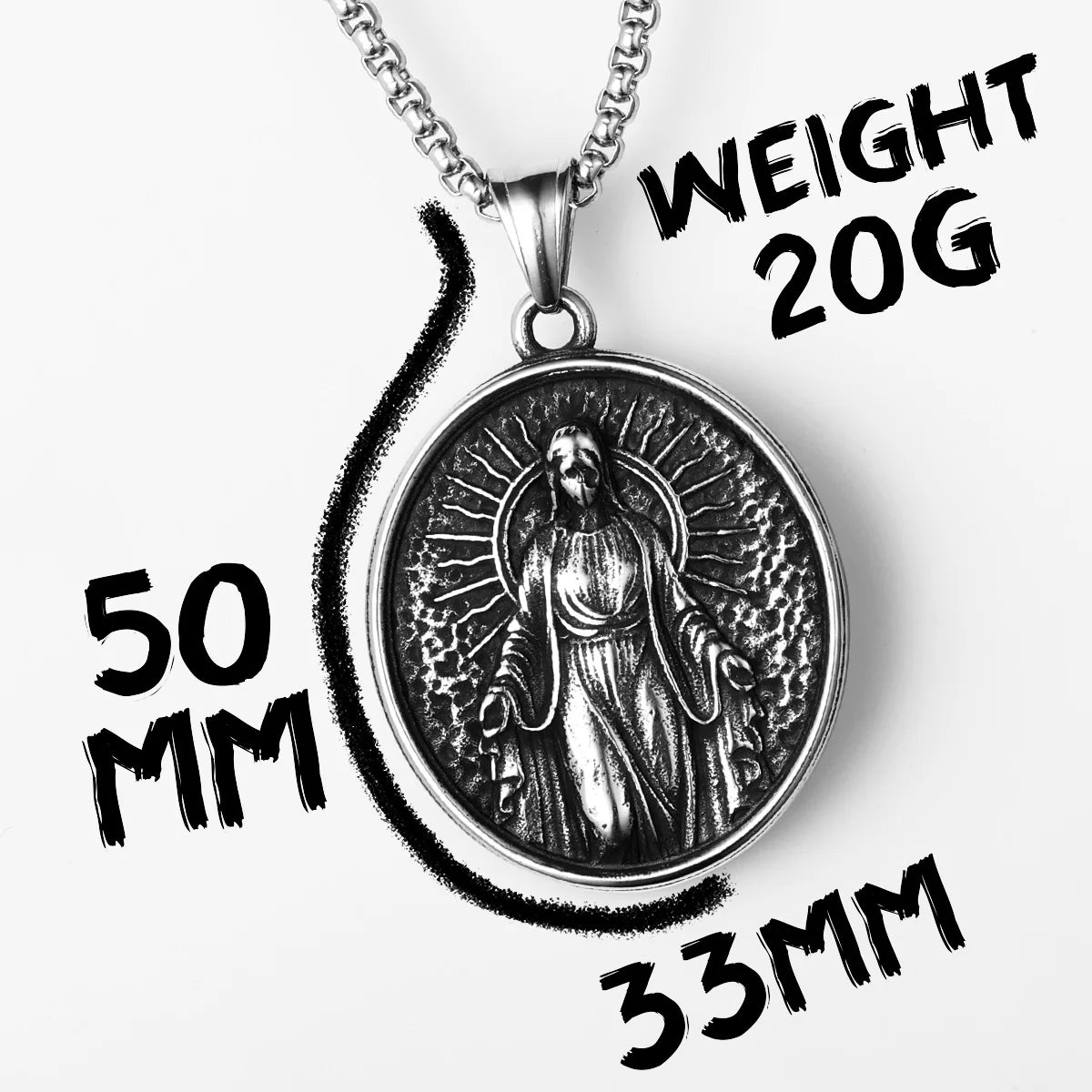 Virgin Mary Cross Powerful Amulets Stainless Steel Men Necklaces Pendant Chain Cool Thing for Girl Women Jewelry Gifts Wholesale