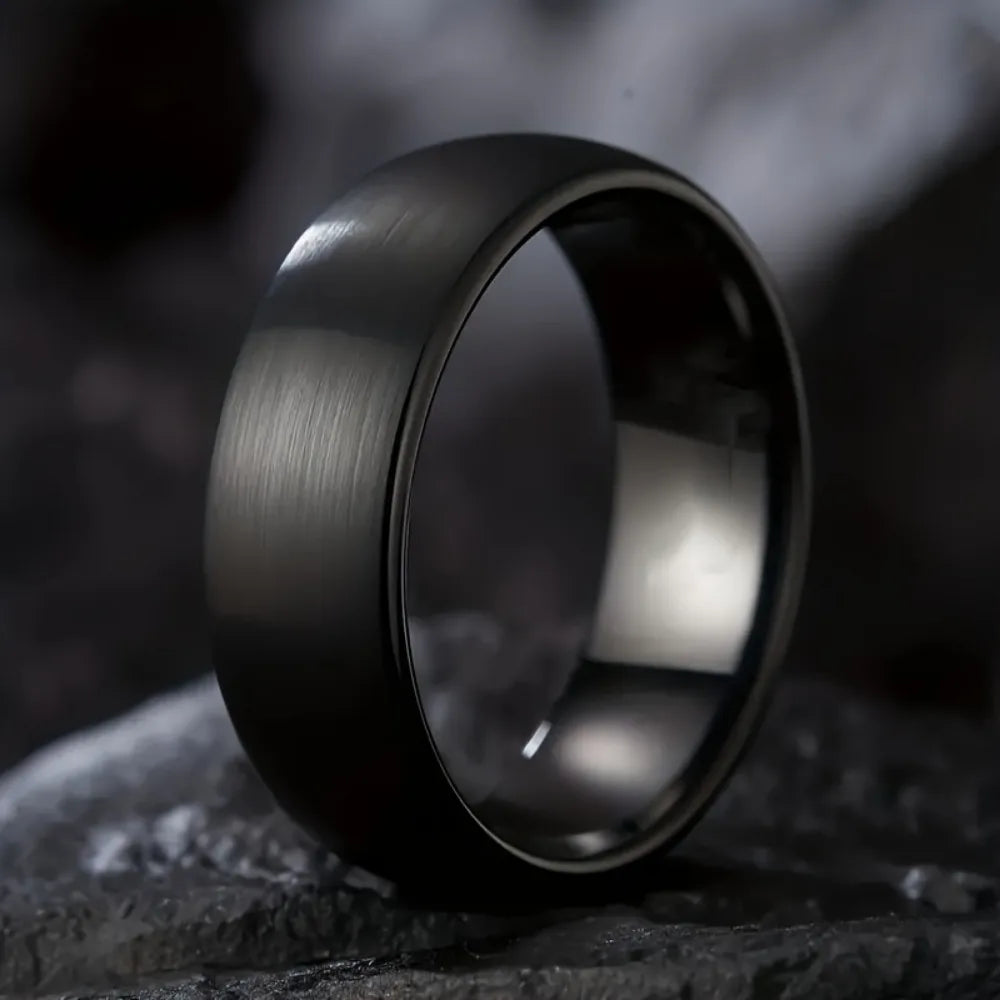 8Mm Black Stainless Steel Men'S Ring - Comfort Fit, Durable Perfect For Teens & Adults Stainless Steel Rings For Men