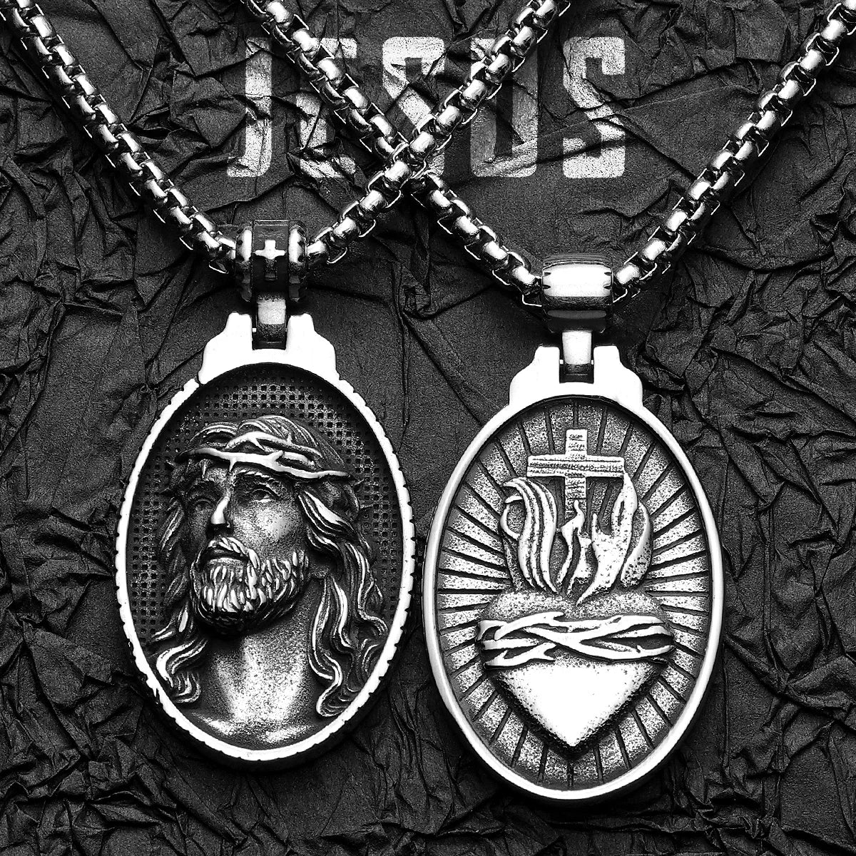 Christian Jesus Powerful Amulets Stainless steel Men Necklaces Pendants Chain For Women Jewelry Male Accessories Gifts Wholesale