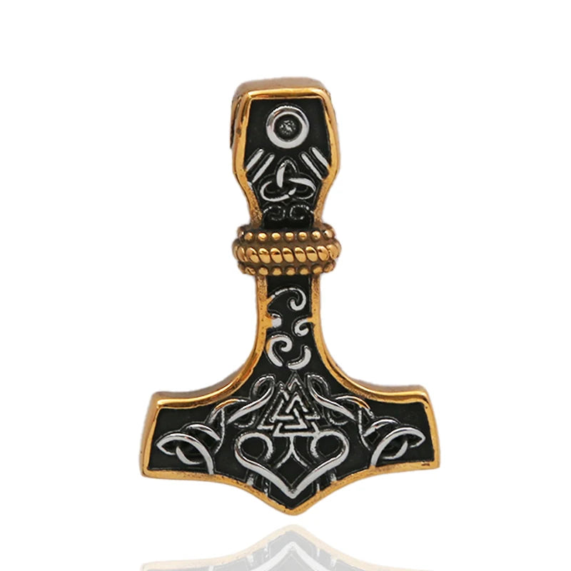 Vintage Men Viking Thor's Hammer Pendant Classic Nordic Celtic Knot Necklace Stainless Steel Scandinavian Jewelry Gift