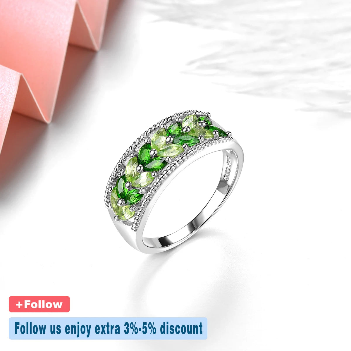 Natural Diopside Peridot Solid Silver Rings 1.5 Carats Genuine Gemstone S925 Fine Jewelry Daily Simple Style Birthday Gifts