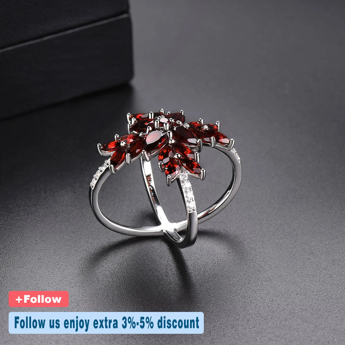 Natural Garnet 925 Sterling Silver Rings Unique Special Design 5.05 Carats Natural Garnet Gemstone Rings Unisex Anniversary Gift