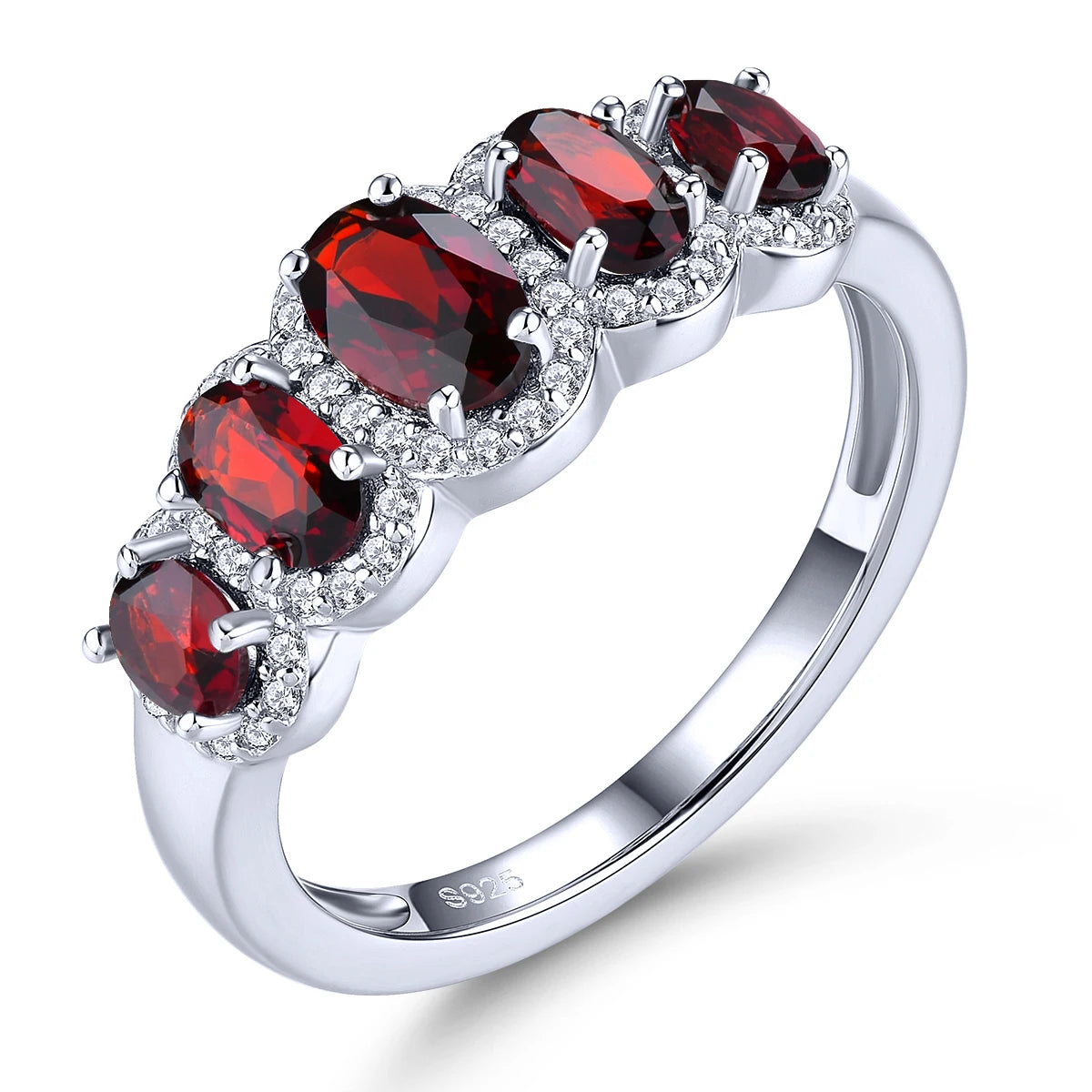 Natural Red Garnet Silver Rings 2 Carats Genuine Classic Garnet Gemstone Original Design S925 Women Romantic Birthday Gifts Natural Garnet