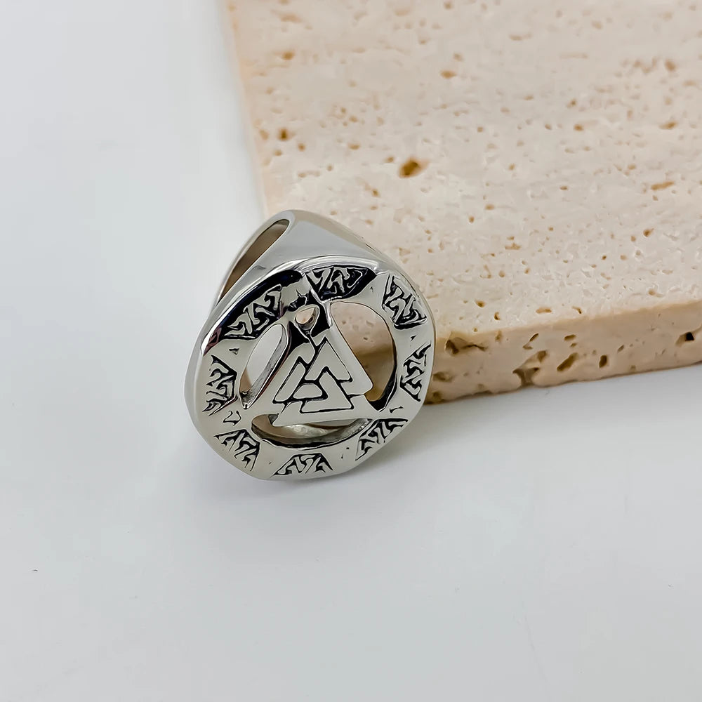 eManco Vintage Triangle Geometric Skeleton Ring Stainless Steel Fashion Men's Rings Punk Band Party  Jewelry 48 Hour Shipping