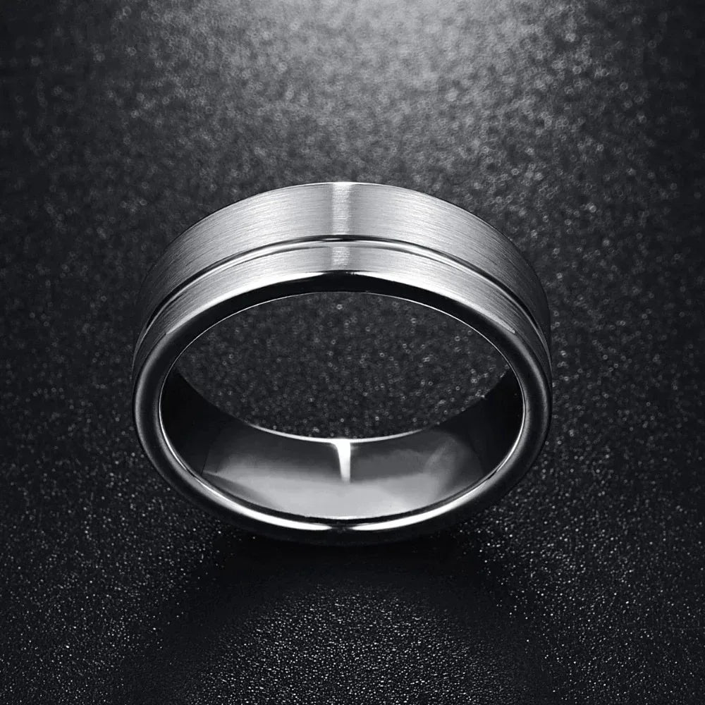 Fashion 8MM Men Stainless Steel Rings High Quality Silver Color Brushed Engagement Rings For Men Wedding Band Jewelry Wholesale