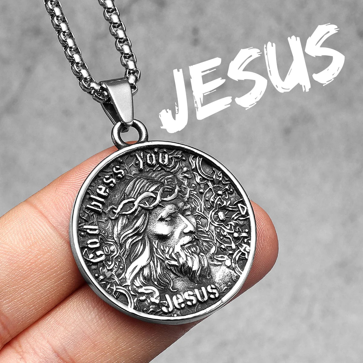 Jesus Heart Cross Series Stainless Steel Men Necklaces Pendant Chain Powerful Amulet Vintage For Women Jewelry Gifts Wholesale