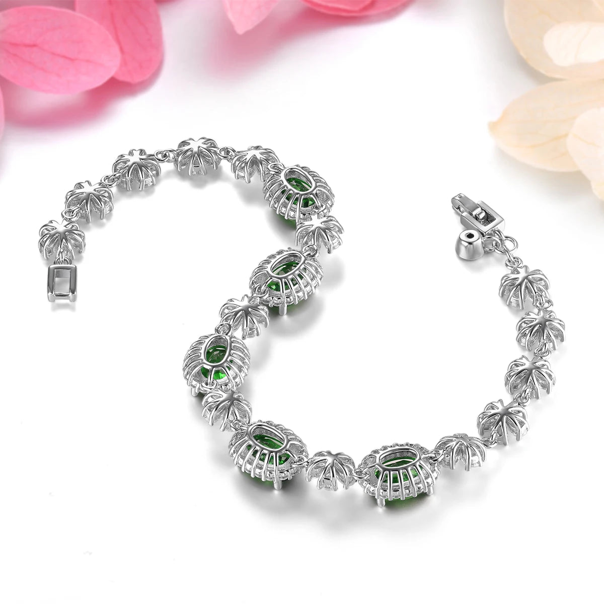 Natural Chrome Diopside Sterling Silver Bracelets 6.8 Carats Genuine Gemstone Classic Romantic Daily Style Women's Fine Jewelrys