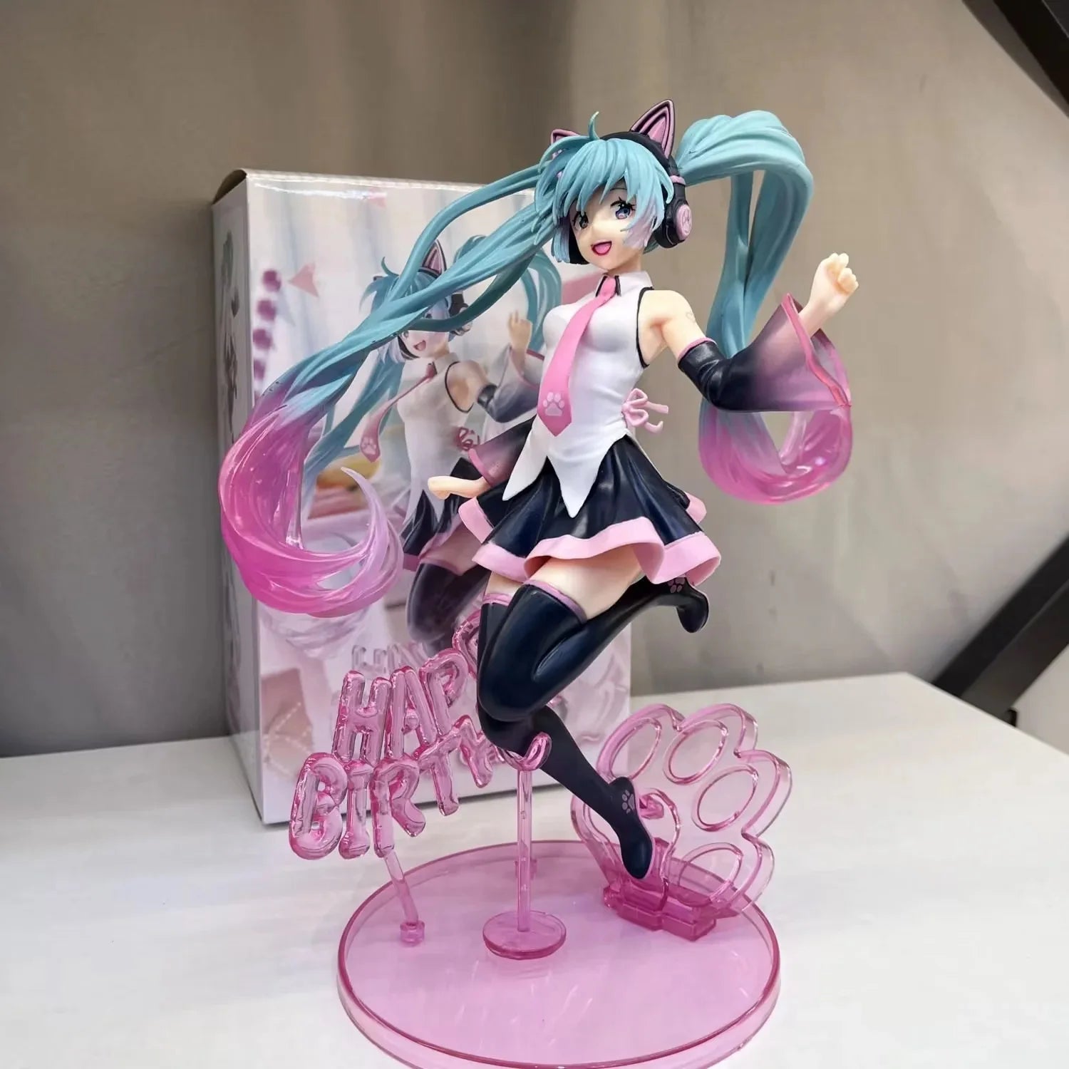 New 23CM Anime Hatsune Miku Happy birthday Cute Kawaii Manga Statue PVC Figure Collectible Model Toy birthday gifts birthday miku no box