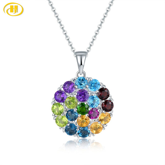 Natural Genuine Multicolor Gemstones 5 Carats Real Blue Topaz Citrine Amethyst Fine Jewelrys Original Design Women New Year Gift Default Title
