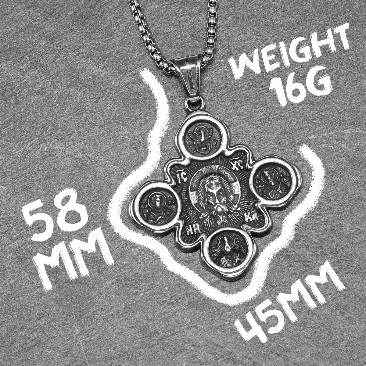 Cross Jesus Powerful Amulets Stainless Steel Men Necklaces Pendant Chain Punk For Women Fashion Jewelry Gifts Wholesale
