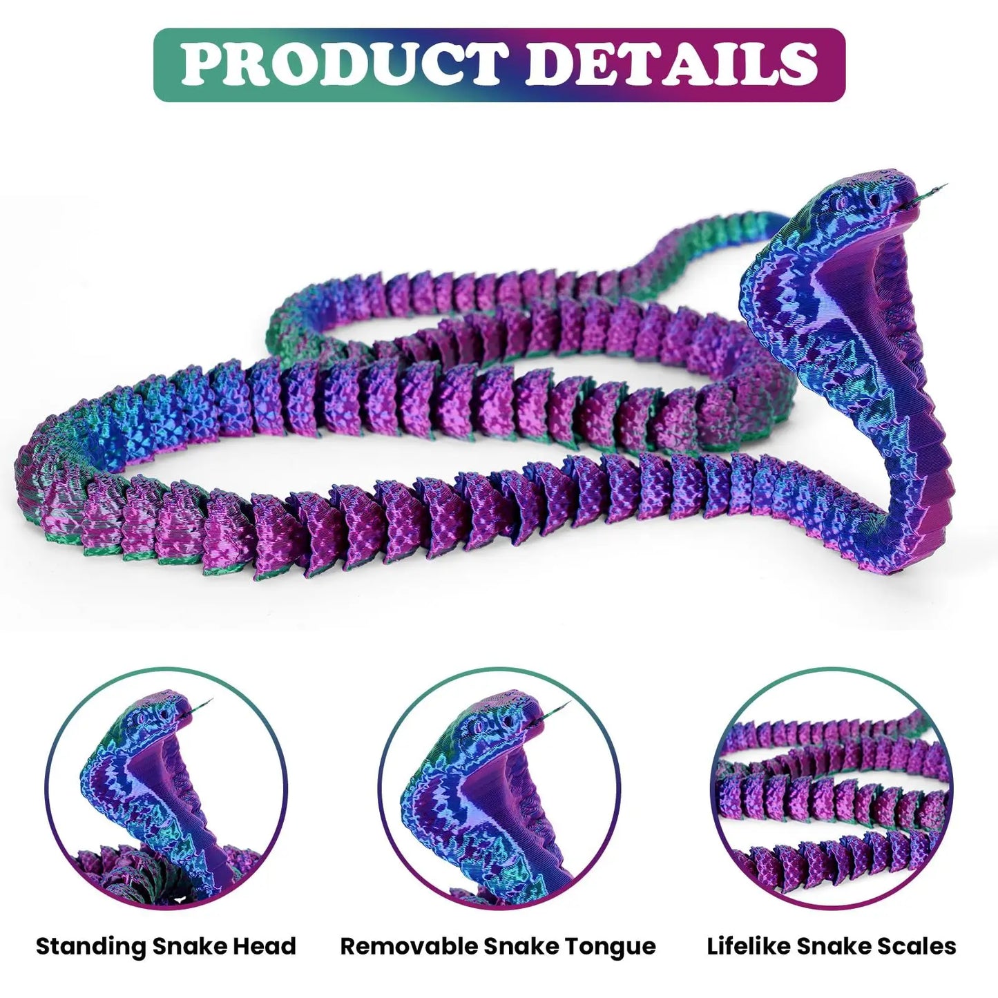 3D Printed Snake Serpent Figures Desk Accessories for Boy 3D Printed Dragon Room Desktop Ornament Office Accessories Figurines