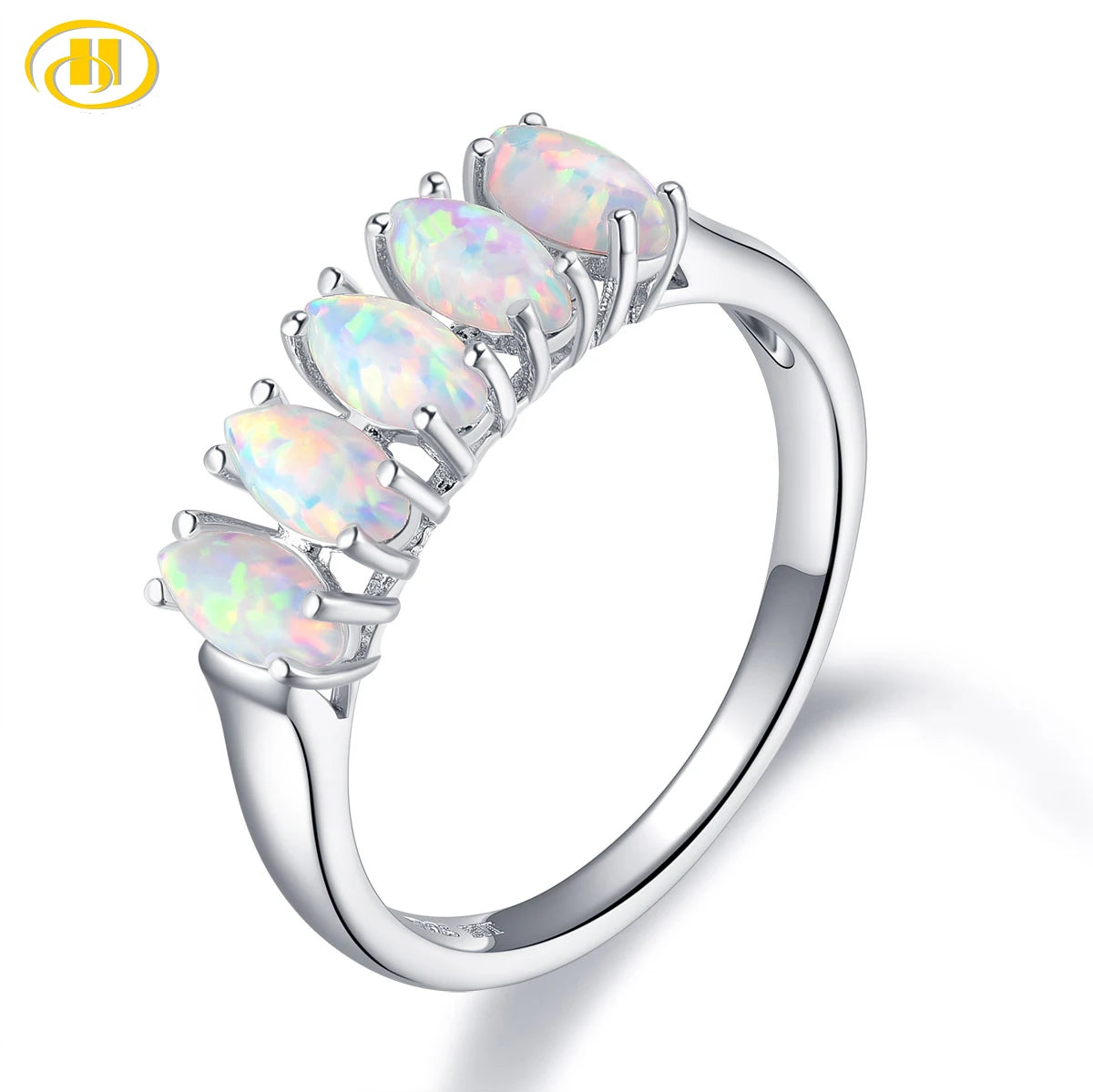 Lab Opal 925 Sterling Silver Ring 0.75 Carat Genuine Gemstone Anniversary Gift Simple Style Fine Jewelry CHINA