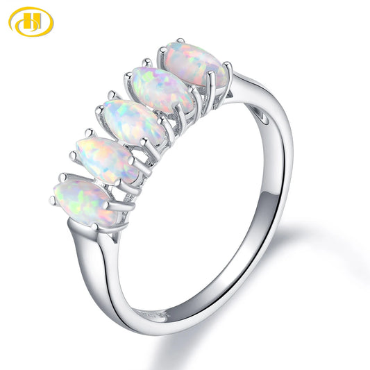 Lab Opal 925 Sterling Silver Ring 0.75 Carat Genuine Gemstone Anniversary Gift Simple Style Fine Jewelry CHINA