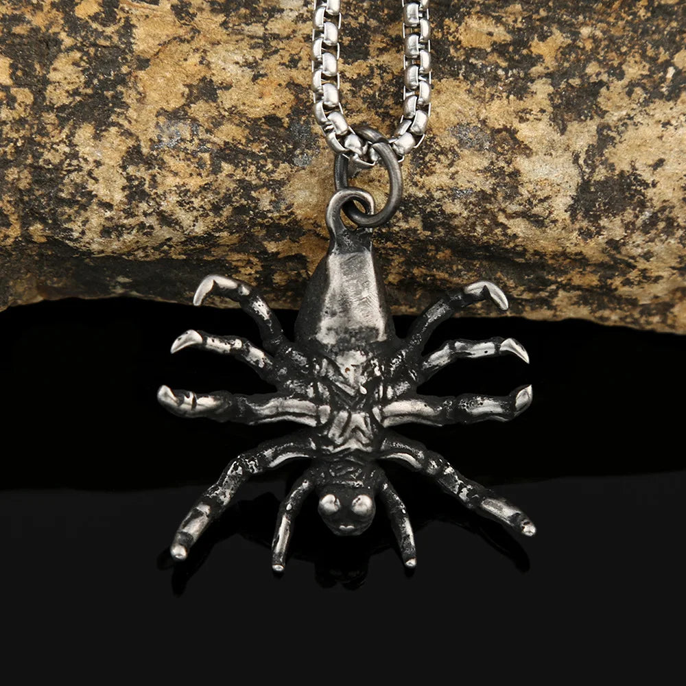 Unique Gothic Thousand Eyes Spider Pendant Stainless Steel Fashion Punk Spider Necklaces Men's Singular Animal Jewelry