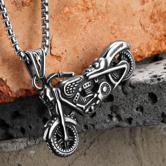 Vintage Punk Skull Motorcycle Biker Men Necklaces Stainless Steel Pendant Chain Women Jewelry Accessories Gifts Wholesale