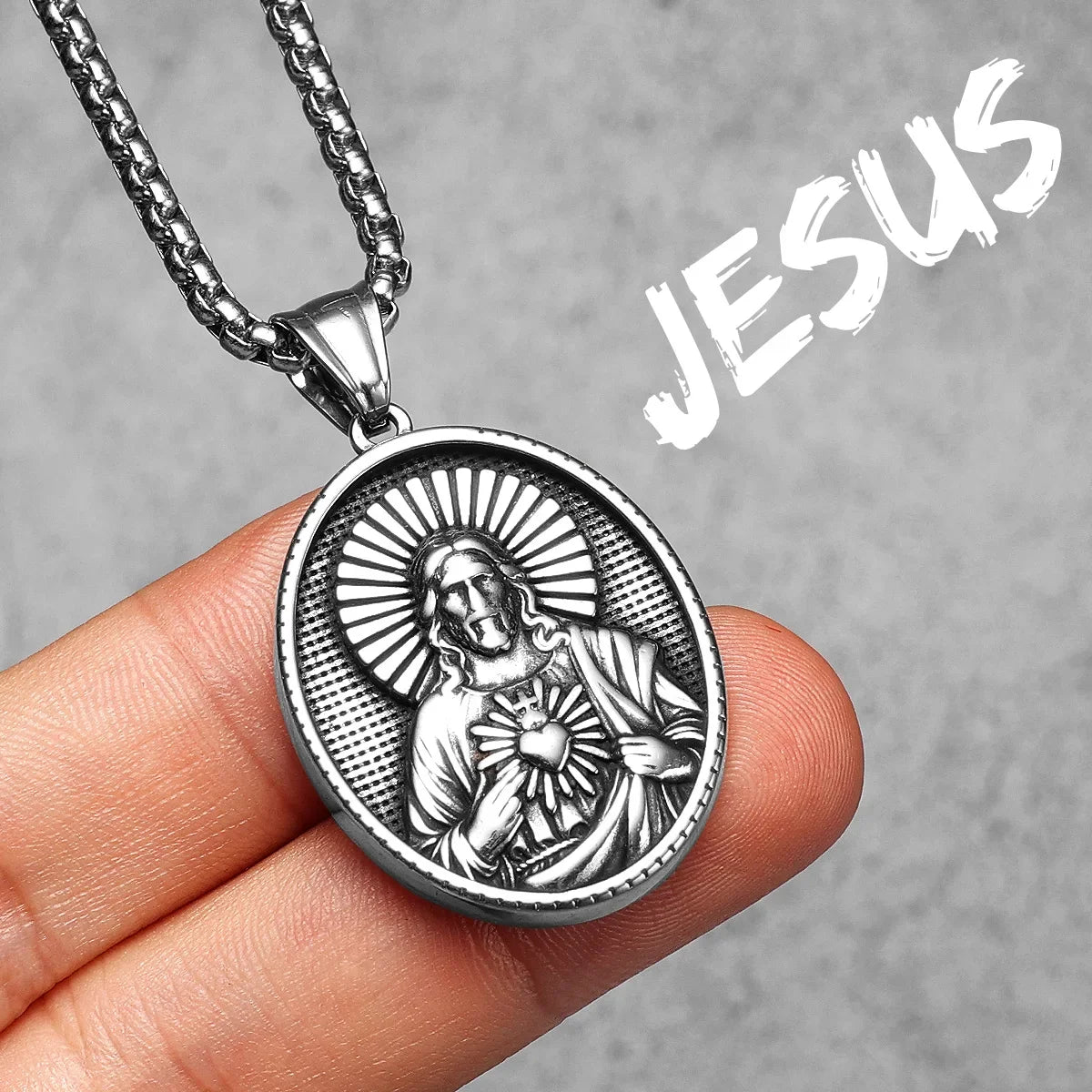 Cross Christian Jesus Powerful Amulet Stainless steel Men Necklaces Pendant Chain For Women Jewelry Accessories Gifts Wholesale
