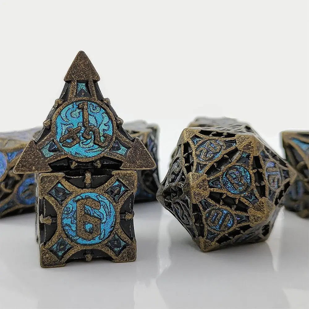 7Pcs Metal Polyhedral Dice Set Cool Metal Dices Table Games Accessory For D&d DND D6 D8 D10 D12 D20