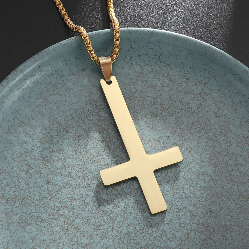 Stainless Steel Cross Letter Pendant Christian Savior Jesus Necklace Men and Women Religious Prayer Amulet Jewelry
