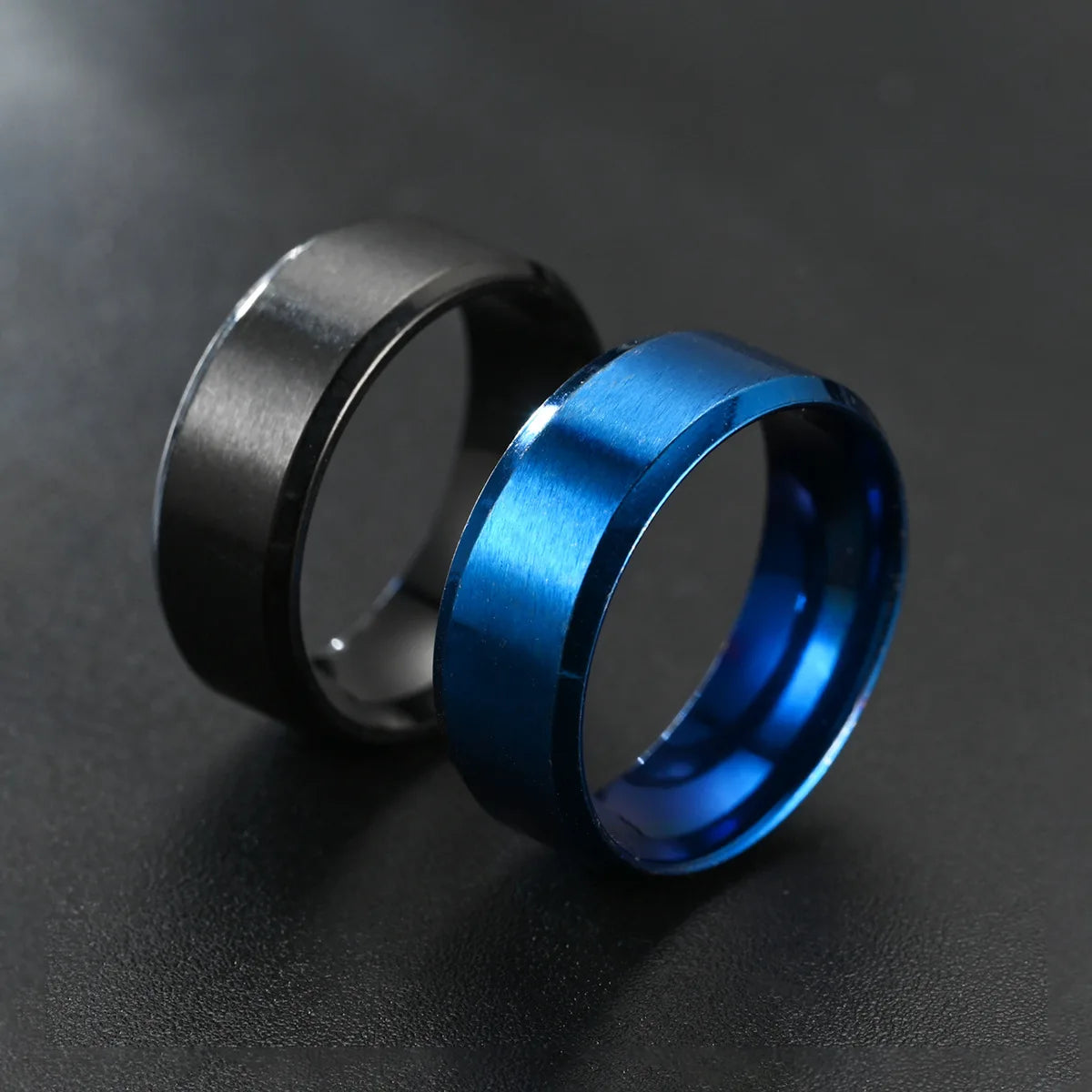 Classic 8mm Stainless Steel Men Rings Rose Gold Color Brushed Surface Wedding Band Unisex Engagement Jewelry Gifts Drop Shipping
