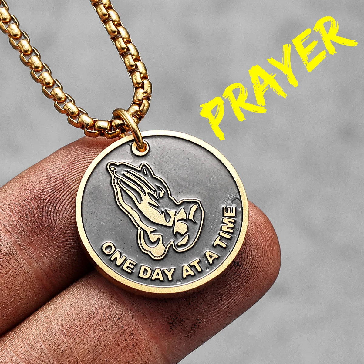 Paryer Hands Stainless Steel Men Necklaces Pendant Chain Cross Amulet Vintage New In For Women Fashion Jewelry Gifts Wholesale
