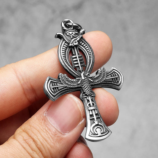 Crux Ansata Egyptian Cross Stainless Steel Men Necklaces Pendant Chain Punk For Women Fashion Jewelry Gift Wholesale Dropshiping