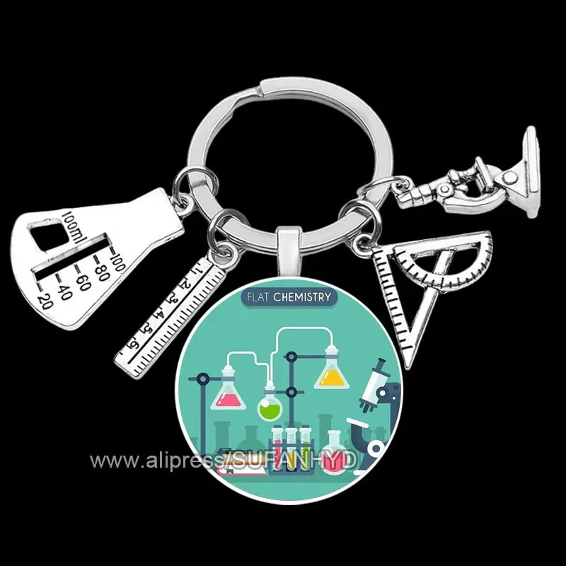 Creative Chemistry Keychain for Key Science Key Rings for Biology Master Teacher's Day Gift for Professor Chemistry c-49-8