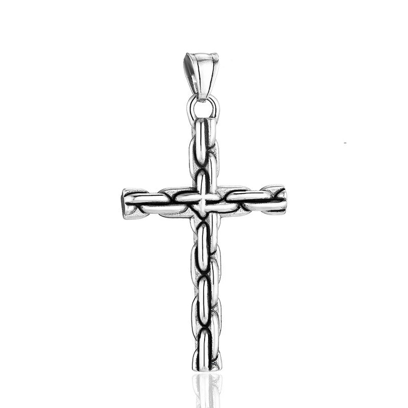 Fashion Simple Stainless Steel Cross Pendant Punk Hip Hop Unique Cross Necklace Creative Religious Amulet Jewelry Gift