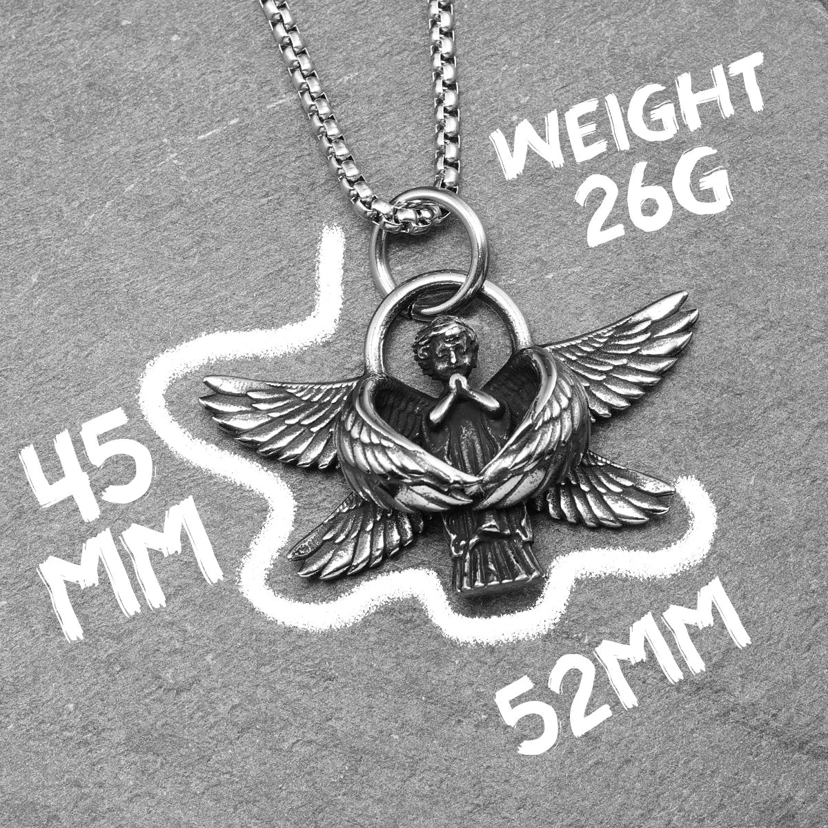 Pray for Angel Wings Stainless Steel Men Necklaces Pendant Chain Punk For Women Fashion Jewelry Gifts Wholesale Dropshiping