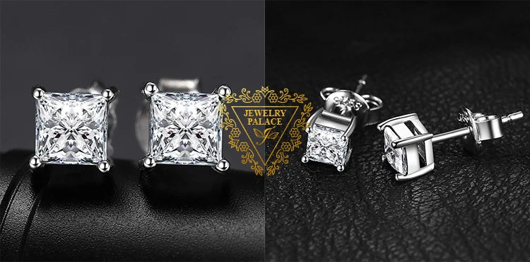 JewelryPalace Round 5A Cubic Zirconia Wedding Engagement 925 Sterling Silver Stud Earrings for Woman Fashion Anniversary Gift