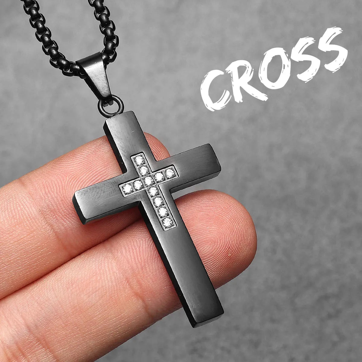 Cross Simple Gemstone Stainless Steel Men Necklaces Pendant Chain Punk For Women Fashion Jewelry Gifts Wholesale Dropshiping