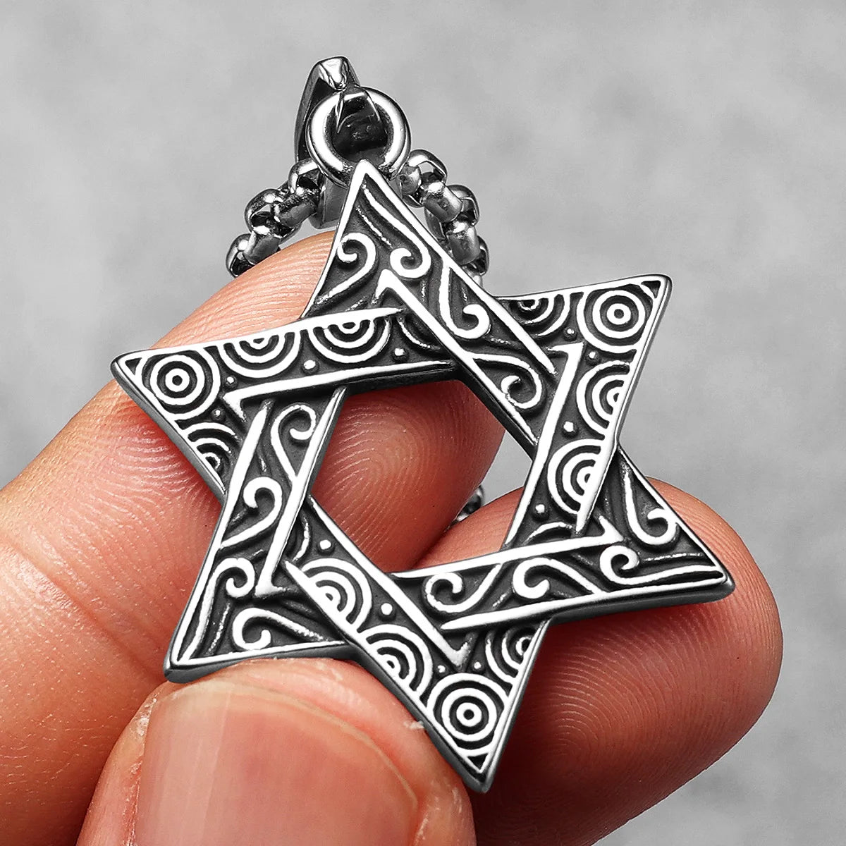 Judaism Solomon's Seal Stainless Steel Men Necklaces Pendant Chain Powerful Amulet Vintage for Women Jewelry Gifts Wholesale
