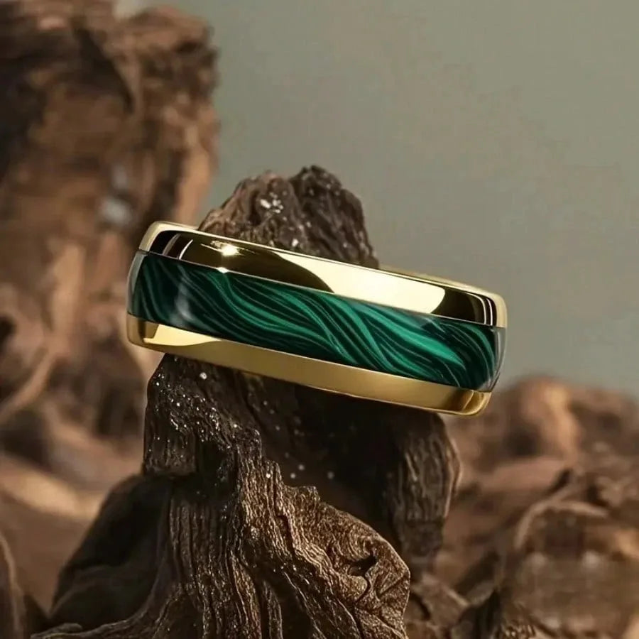 Fashion 8MM Hammered Stainless Steel Rings For Men Women Inlay Colorful Abalone Shell Rings Men Wedding Party Jewelry Gift