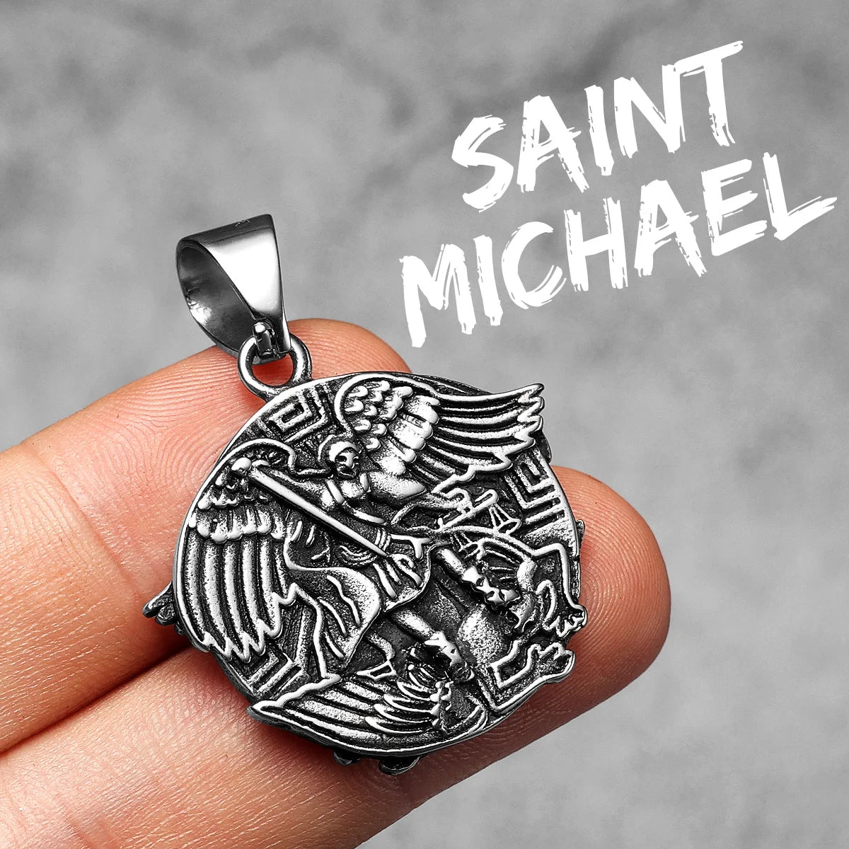 Angel St.Michael Satan Stainless Steel Men Necklaces Pendant Chain Powerful Amulet Vintage For Women Jewelry Gifts Wholesale