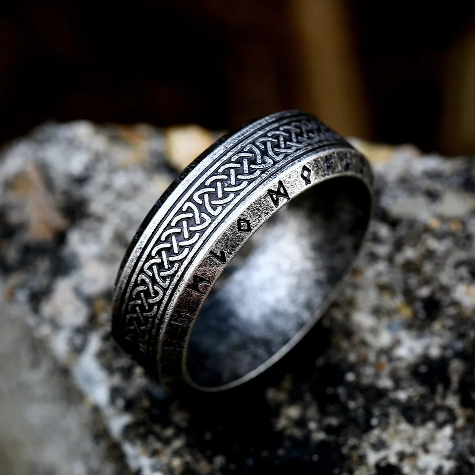 Vintage Odin Norse Viking Rune Rings For Men Fashion Stainless Steel Celtic Knot Rings Retro Couple Amulet Jewelry