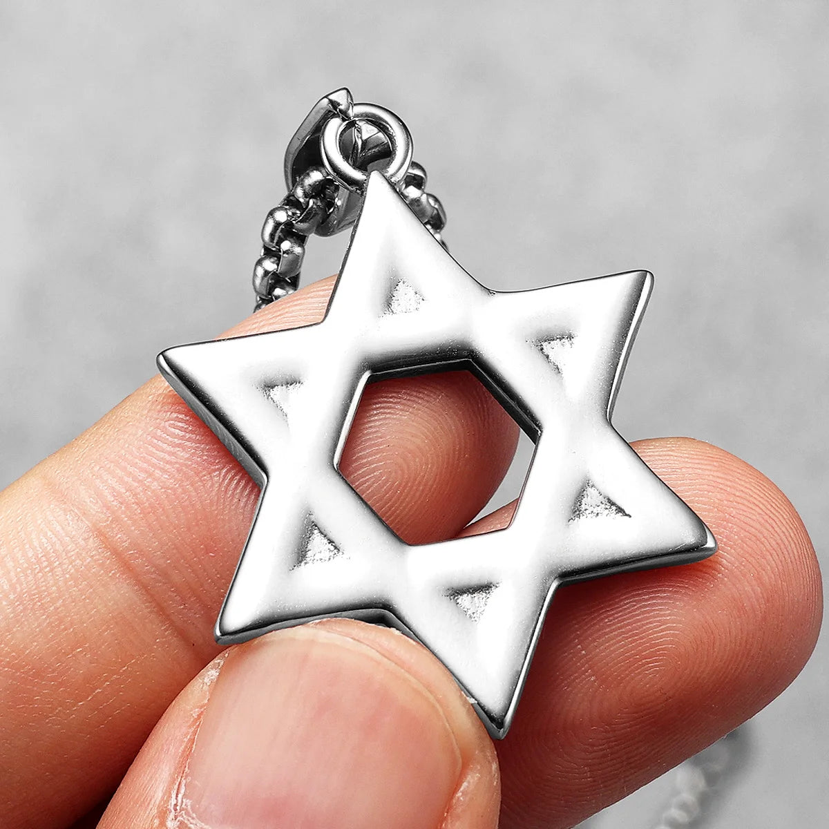 Judaism Solomon's Seal Stainless Steel Men Necklaces Pendant Chain Powerful Amulet Vintage for Women Jewelry Gifts Wholesale