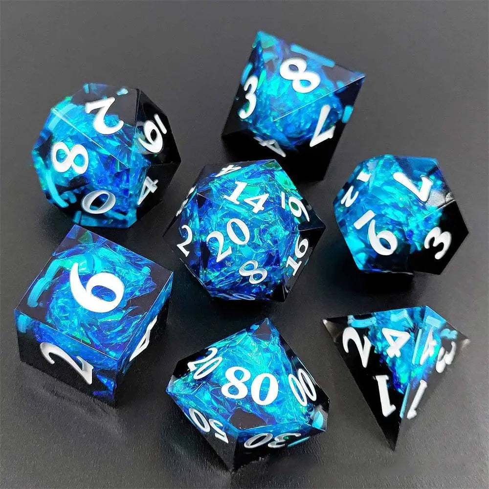 7Pcs Resin Polyhedral Dice Multi Sides Dices Set Table Games Accessories D6 D8 D10 D12 D20 For D&d DND