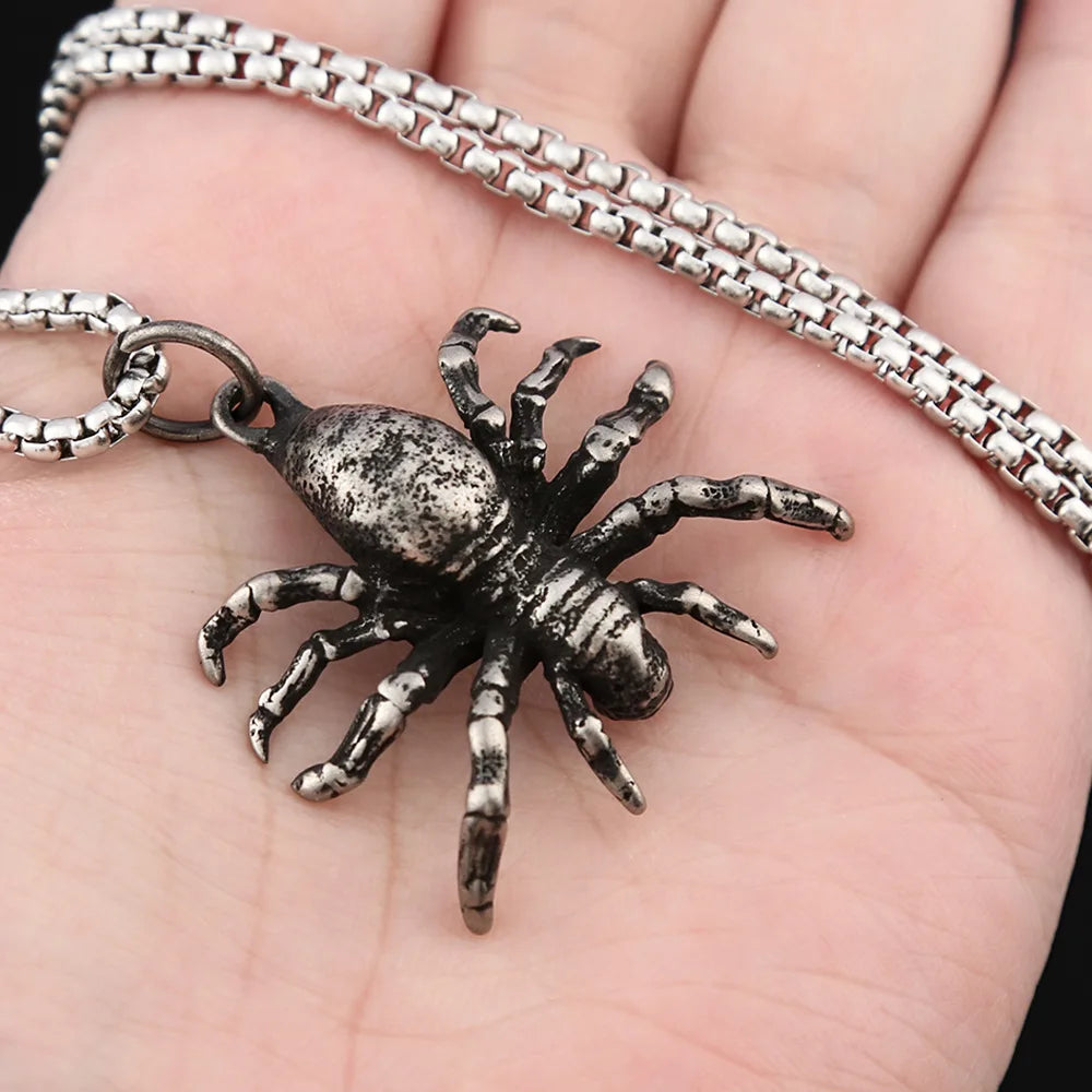 Unique Gothic Thousand Eyes Spider Pendant Stainless Steel Fashion Punk Spider Necklaces Men's Singular Animal Jewelry
