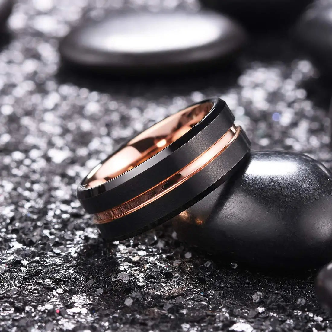 Fashion 8mm Green Color Titanium Stainless Steel Rings for Men Women Black Brushed Men Promise Rings Wedding Party Jewelry Gifts