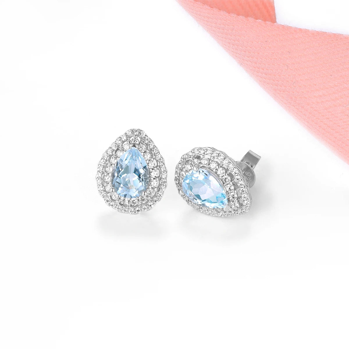 Natural Sky Blue Topaz Sterling Silver Stud Earring S925 Jewelry 1.5 Carats Genuine Gemstone Pear Cut Classic Romantic Style