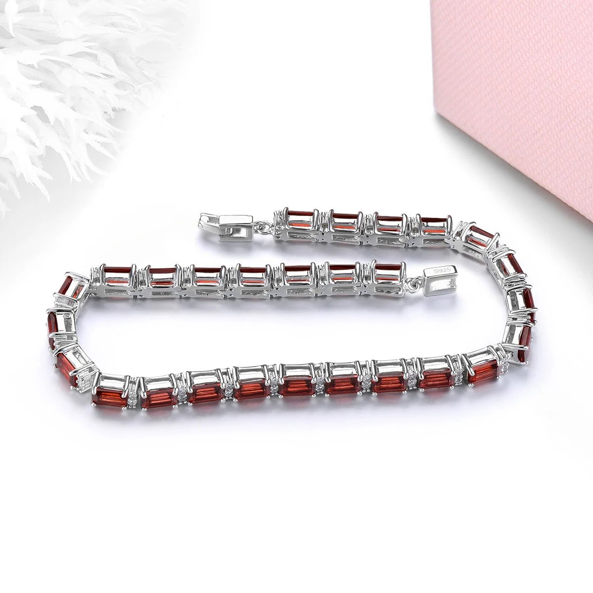 Natural Mozambique Garnet Sterling Silver Bracelets 10 Carats Genuine Red Gemstone Women Favorite Classic Style Fine Jewelrys