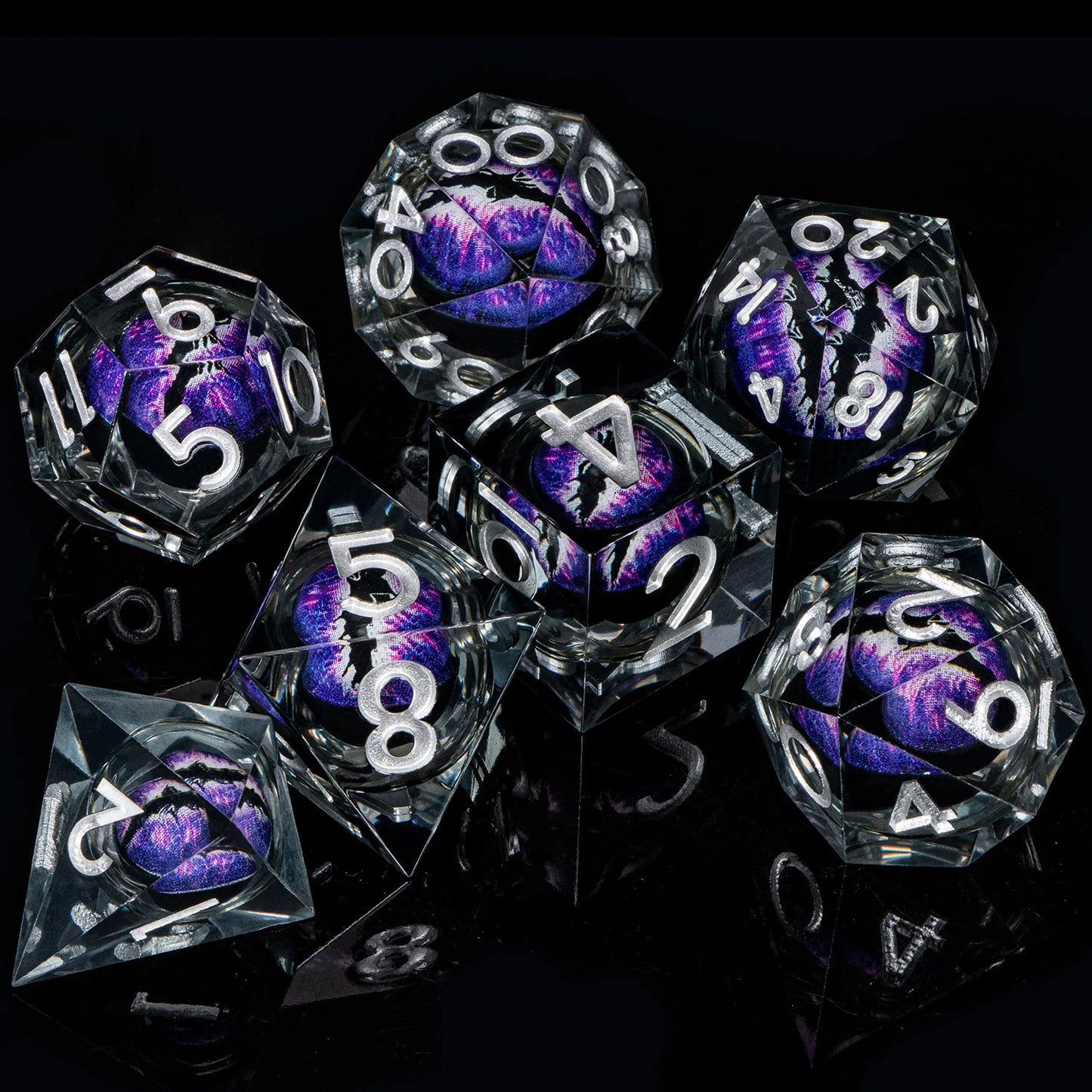 Flower Ring Dice Set & Dnd Liquid Flow Eye D and D Sharp Edge Dice For RPG D20 Dungeon and Dragon Pathfinder Role Playing Games LS-15