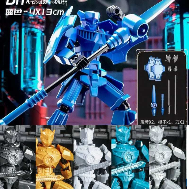 DIY Creative Ancient Roman Style Multi Joint Mobile building Justice Shield Mech Toy Assembly Model Handmade for children gifts