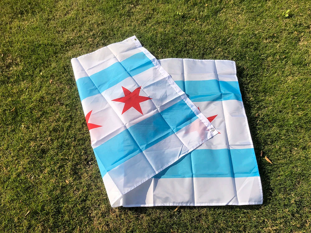 SKY FLAG Chicago Flag 90x150cm USA State Flag for Home Decoration Polyester Hanging Banner