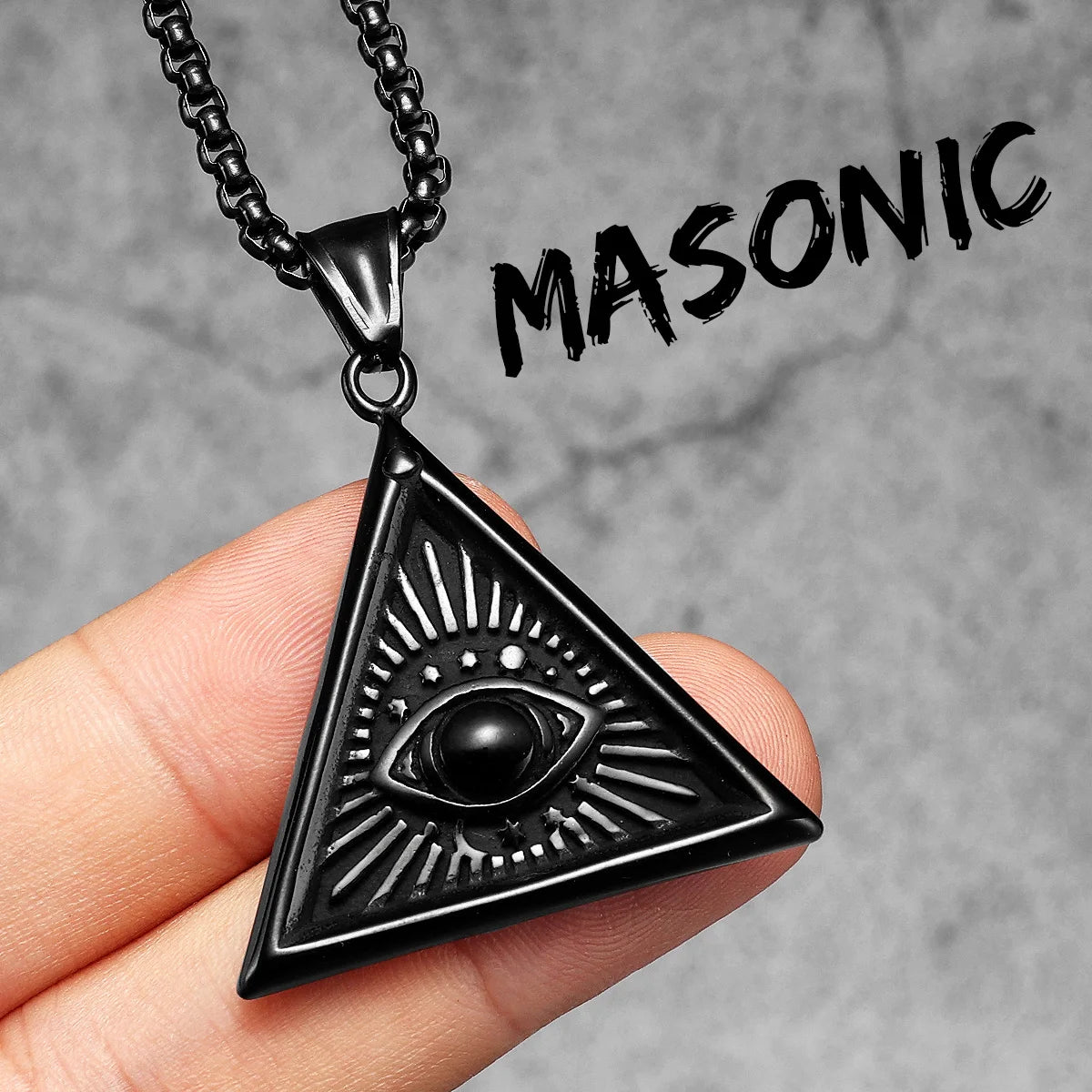 Masonic Illuminati Eye Stainless Steel Men Necklaces Pendant Chain Powerful Amulet Vintage For Women Jewelry Gifts Wholesale