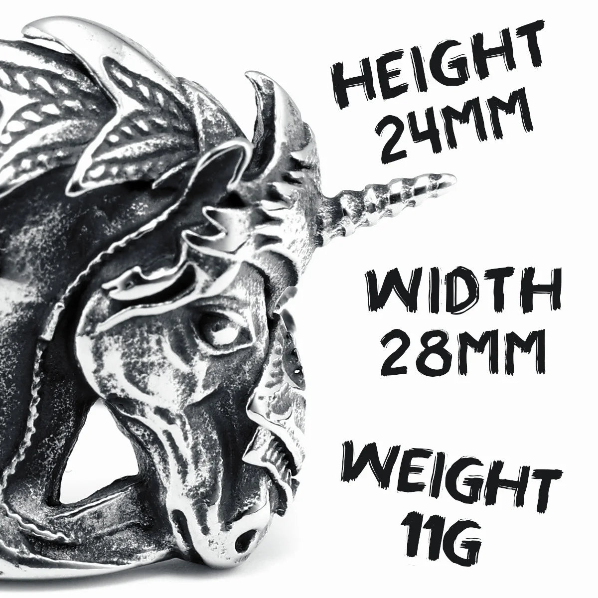 Retro Unicorn Men Rings 316L Stainless Steel Lucky Amulet Ring Rock Rap Party for Biker Male Friend Jewelry Creative Best Gift