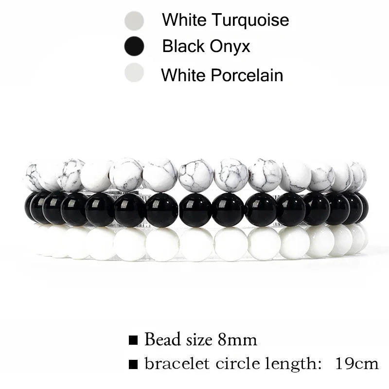 kirykle Natural Stone Bracelet Sets 3Pcs/set Obsidian Hematite Tiger Eye Beads Bracelets Men for Health Protection Soul Jewelry 6 18.5cm 8mm Beads